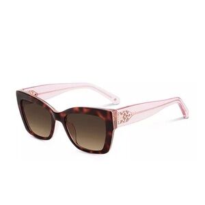 Kate Spade Tortoise and Pink Sunglasses Set of 3 Glasses, Case, Wipe